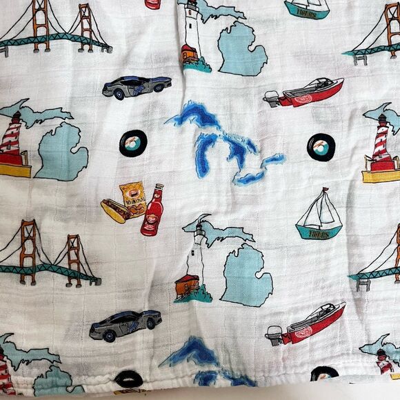 Little Hometown Michigan Baby Muslin Bamboo Swaddle Receiving Blanket Lovey - Picture 8 of 10